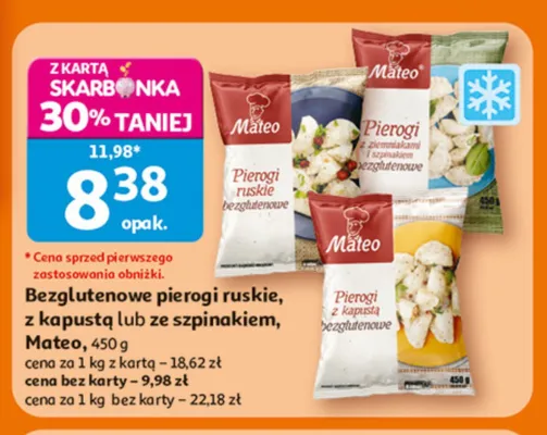 Bezglutenowe pierogi z kapustą Mateo promocja w Auchan