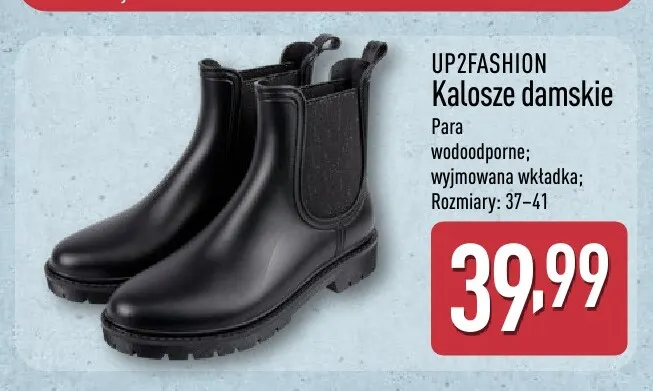 Kalosze damskie UP2FASHION promocja w Aldi