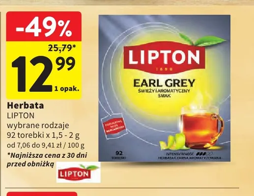 Herbata Lipton Earl Grey promocja w Intermarche