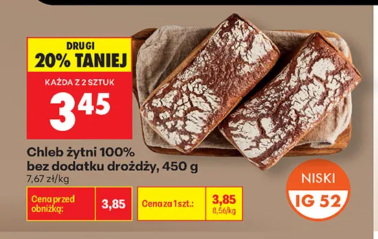 Chleb żytni 100% bez dodatku drożdży promocja w Biedronka