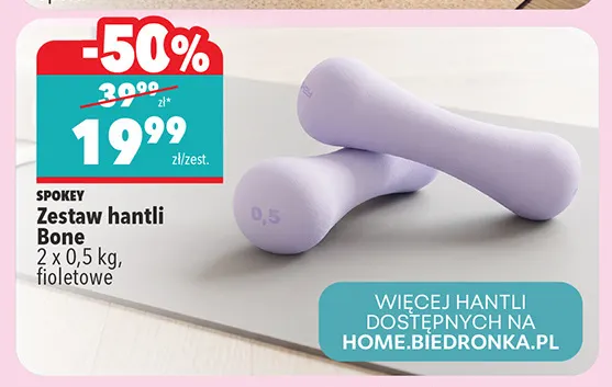 Zestaw hantli Spokey Bone fioletowe 2-pak promocja w Biedronka