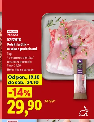 Polski królik - tuszka z podrobami Rzeźnik promocja w Lidl