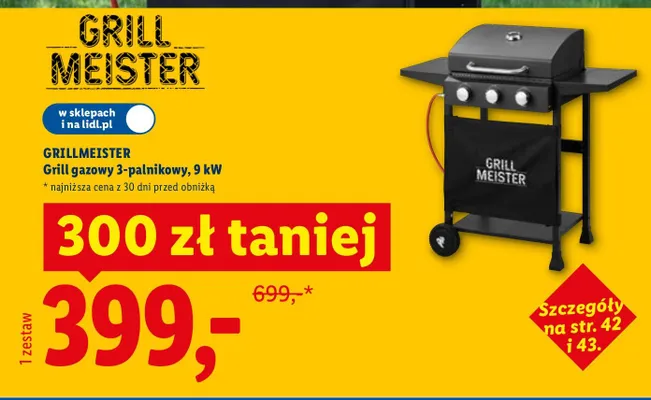 Grill gazowy 3-palnikowy 9 kW promocja w Lidl