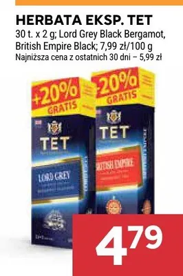 Herbata eksp. Lord Grey Black Bergamot, British Empire Black promocja w Stokrotka