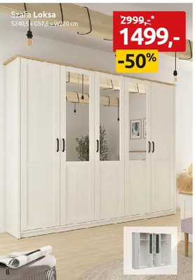 Szafa Loksa S240,5xG57,5xW220cm promocja w Black Red White
