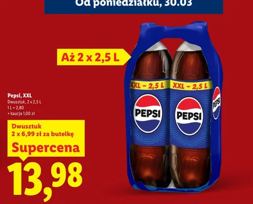 Napój gazowany Pepsi XXL 2 x 2,5l promocja w Lidl