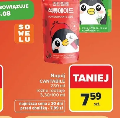 Napój Cantabile o smaku zielonego winogrona promocja w Carrefour