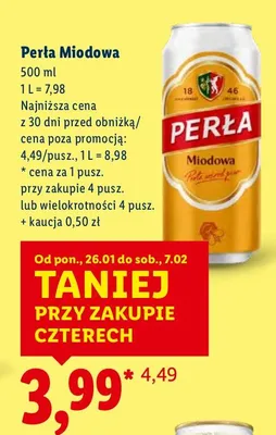 Piwo Perła Miodowa promocja w Lidl