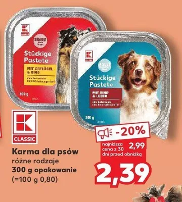 Karma dla psów pasztet K-Classic z drobiem i wołowiną promocja w Kaufland