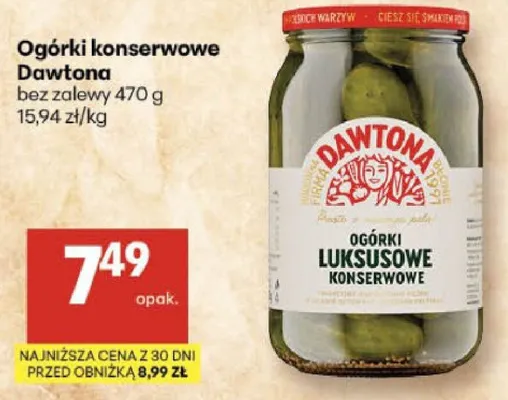 Ogórki konserwowe luksusowe Dawtona promocja w Delikatesy Centrum