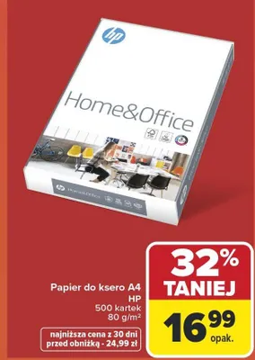 Papier do ksero A4 HP Home&Office 500 kartek 80g/m² promocja w Carrefour Market
