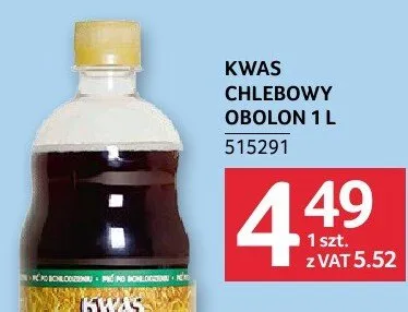 Kwas chlebowy obolon 1l promocja w Selgros