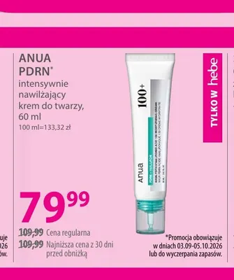 Intensywnie nawilżający krem do twarzy PDRN Anua promocja w Hebe