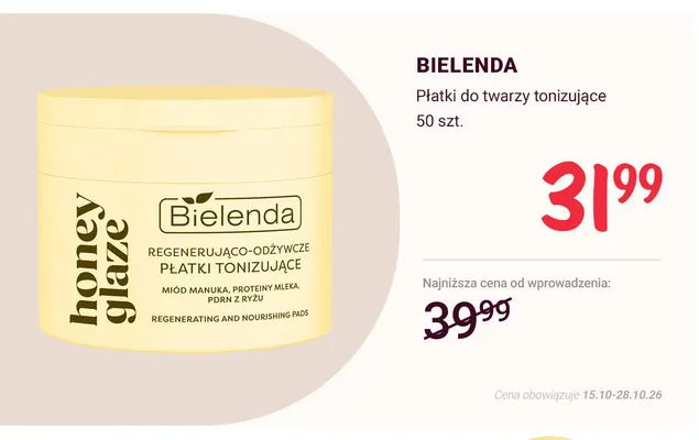 Płatki do twarzy tonizujące Bielenda promocja w Rossmann