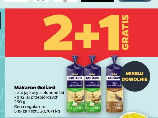 Makaron z 12 jaj przepiórczych Goliard promocja w Netto