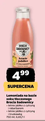 Lemoniada na bazie soku tłoczonego letnie jabłko z cytryną i rabarbarem Bracia Sadownicy promocja w Netto