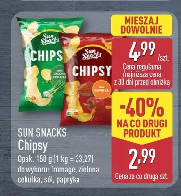 Chipsy fromage Sun Snacks promocja w Aldi