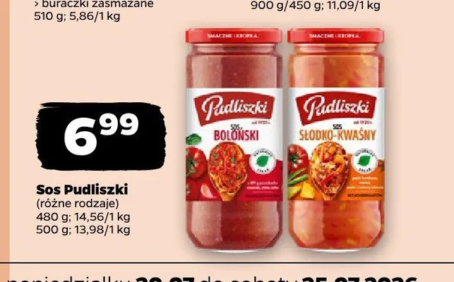 Sos boloński Pudliszki promocja w Netto
