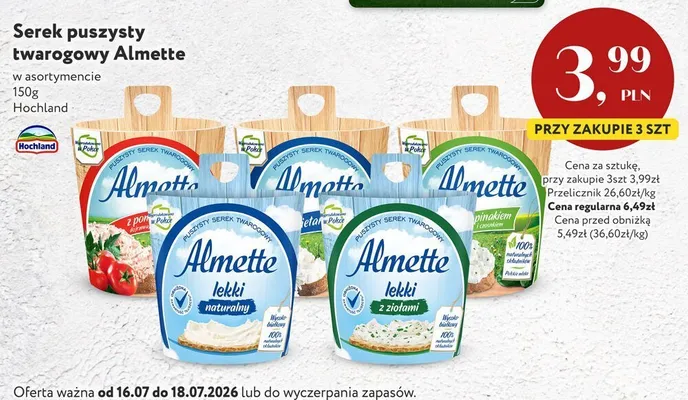 Serek puszysty twarogowy Almette z pomidorami dojrzewającymi w słońcu promocja w Market Point