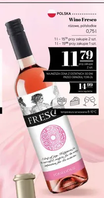 Wino Fresco różowe półsłodkie promocja w POLOmarket