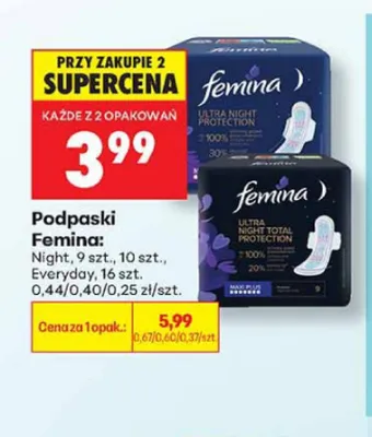 Podpaski Femina Everyday promocja w Biedronka