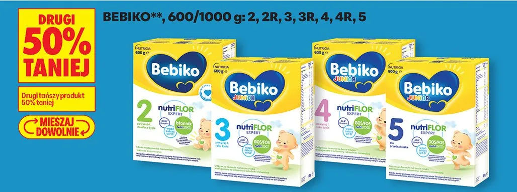Mleko modyfikowane 2 Nutriflor DRUGIE -50% promocja w Biedronka