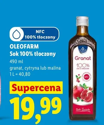 Sok 100% tłoczony granat Oleofarm promocja w Lidl