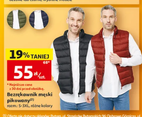 Bezrękawnik męski pikowany promocja w Auchan