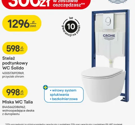 Zestaw: Stelaż podtynkowy WC Solido + Miska WC Talia promocja w Castorama