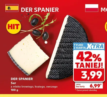 Ser z mleka krowiego, koziego, owczego Der Spanier promocja w Kaufland