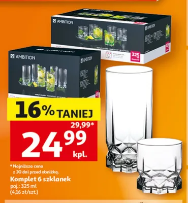 Komplet 6 szklanek Ambition 325 ml promocja w Auchan