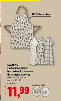 Zestaw 3 ściereczek do naczyń z bawełny Livarno 50x70 cm promocja w Lidl