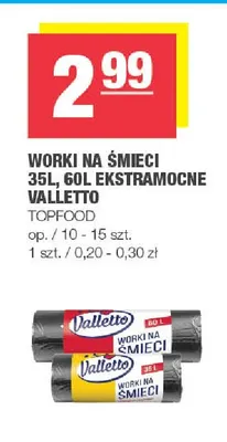 Worki na śmieci 35 l ekstramocne Valletto promocja w SPAR