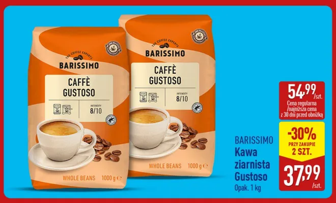 Kawa ziarnista Barissimo Caffè Gustoso promocja w Aldi