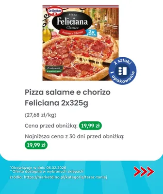Pizza salame e chorizo promocja w Dino
