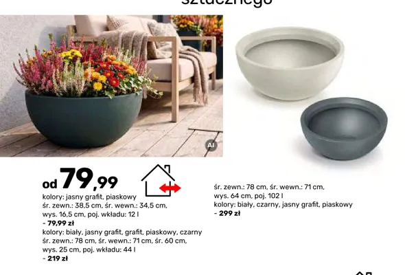 Donica z tworzywa sztucznego okrągła 12 l promocja w Bricomarche