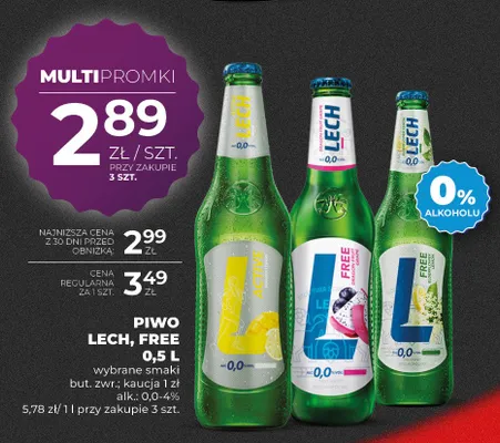 Piwo bezalkoholowe Lech Free Elderflower Lemon promocja w Duży Ben