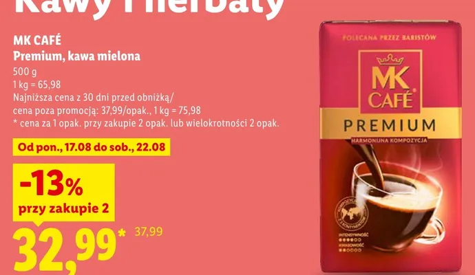 Kawa mielona MK Café Premium promocja w Lidl