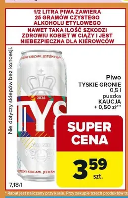 Piwo Tyskie Gronie puszka promocja w Carrefour Express