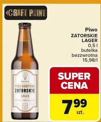 Piwo lager butelka bezzwrotna promocja w Carrefour Market