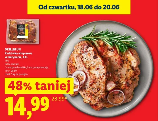 Karkówka wieprzowa w marynacie Grill&Fun XXL promocja w Lidl