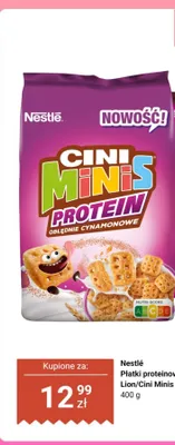Płatki proteinowe Nestlé Cini Minis Protein oblędnie cynamonowe promocja w Dino