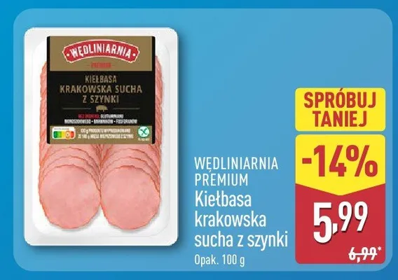 Kiełbasa krakowska Auchan promocja w Aldi