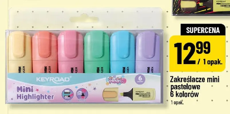 Zakreślacze mini pastelowe 6 kolorów Keyroad promocja w POLOmarket