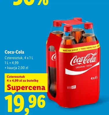 Napój gazowany Coca-Cola Original Taste 4-pak 1 l promocja w Lidl