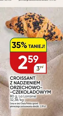 Croissant z nadzieniem orzechowo-czekoladowym La Lorraine promocja w Chata Polska