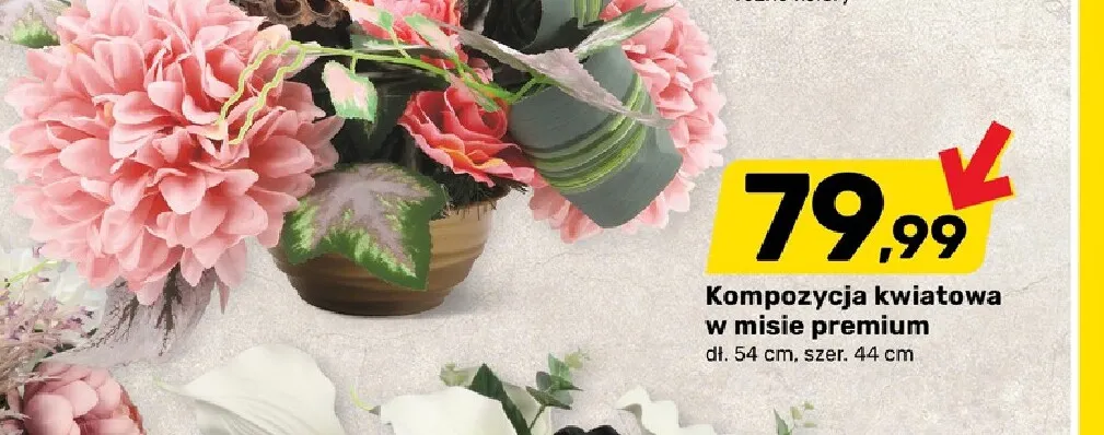 Kompozycja kwiatowa w misie premium promocja w Bricomarche