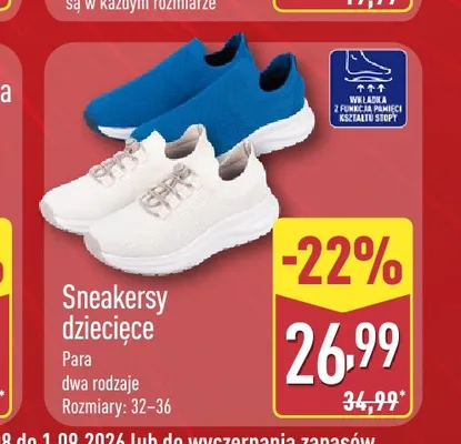 Sneakersy dziecięce promocja w Aldi