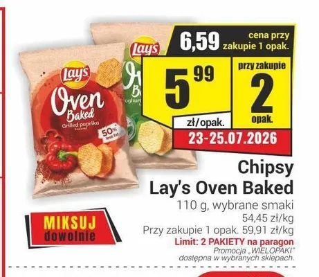 Chipsy Lay's Oven Baked promocja w Delikatesy Sezam