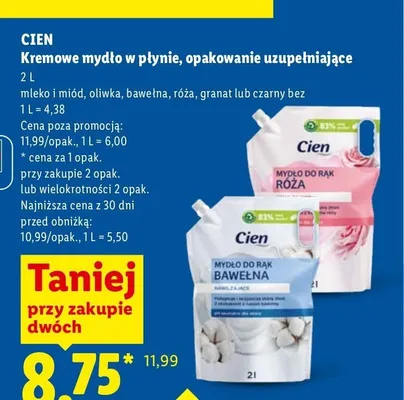 Kremowe mydło w płynie Cien bawełna promocja w Lidl